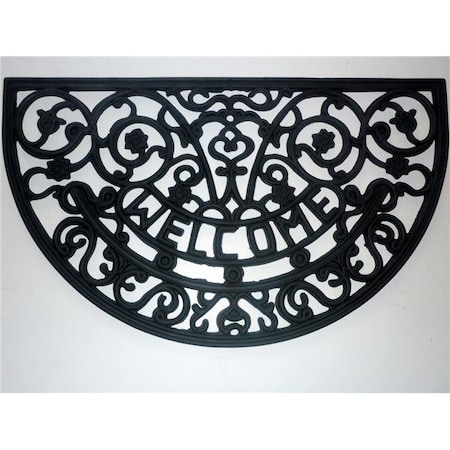 Geo Crafts Geo Crafts G164 WELCOME RBR-HR 18 x 30 in. Half Round Rubber Welcome Scroll Doormat G164 WELCOME RBR/HR